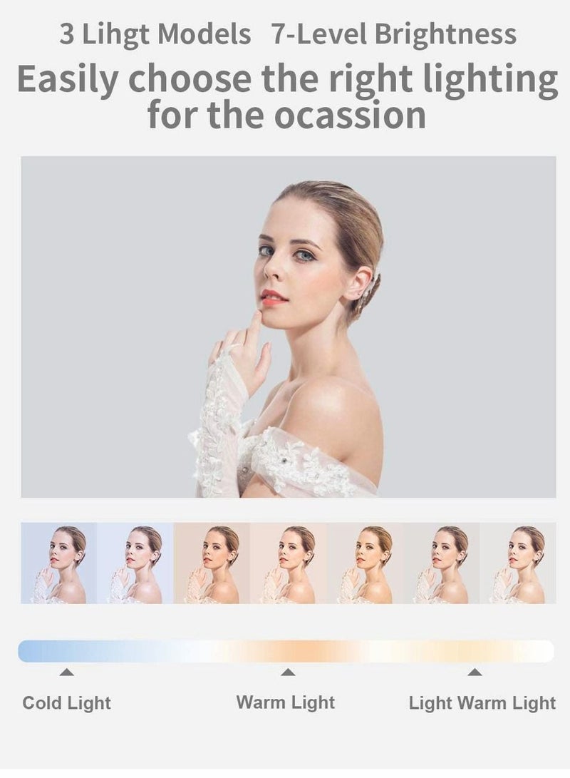 حامل سيلفي قابل للتمديد 360 درجة مع حامل هاتف، ارتفاع وزاوية قابلة للتعديل، سطوع ضوء LED لتسجيل الصوت والفيديو - Image 5